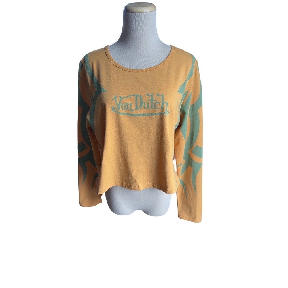 NWT‎ Von Dutch Trendy Baby Tee in orange/combo Stylish Hip Fashion Y2K Sz 1x